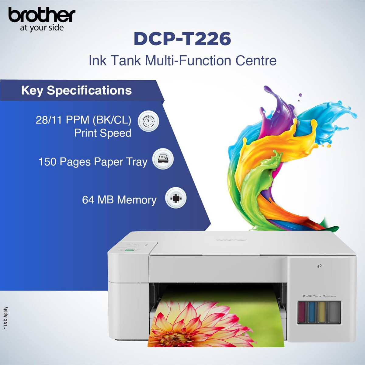 Brother DCP-T226 - Color Ink Tank Multifunction Print Scan Copy All in One Printer for Home