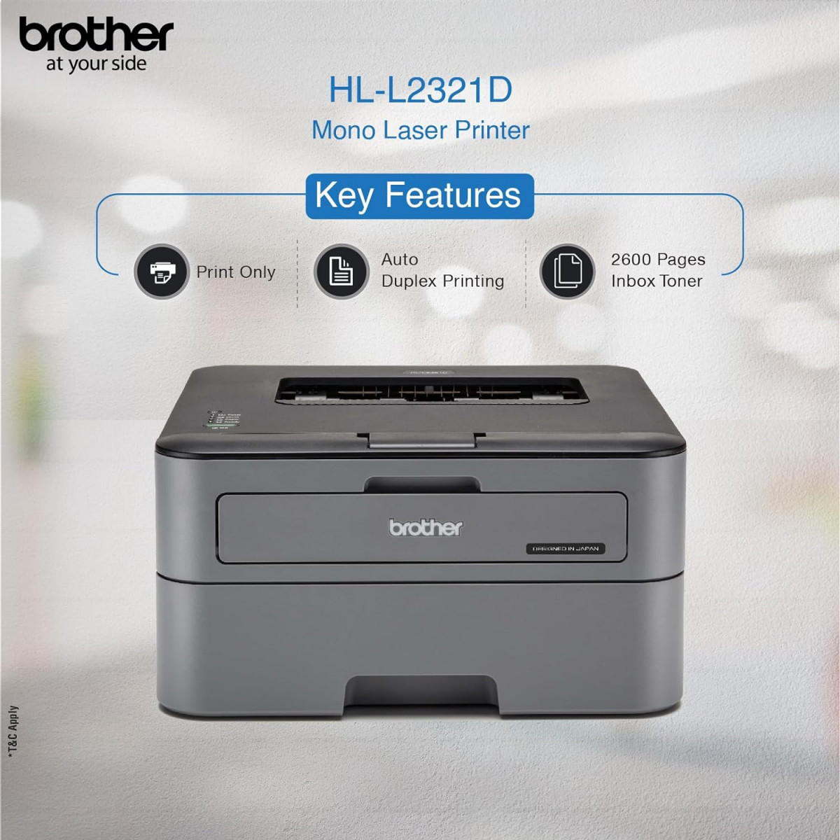 Brother HL-L2321D Single-Function Monochrome Laser Printer with Auto Duplex Printing