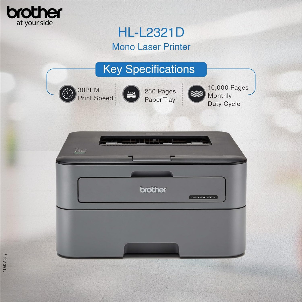 Brother HL-L2321D Single-Function Monochrome Laser Printer with Auto Duplex Printing