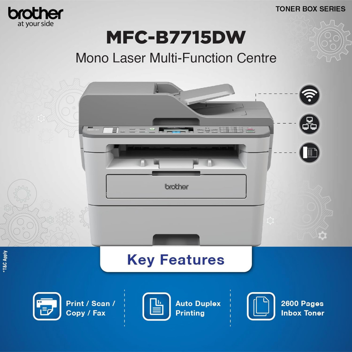 Brother Toner Box MFC-B7715DW Mono Laser Multi-Function Printer Toner Box Technology Gray