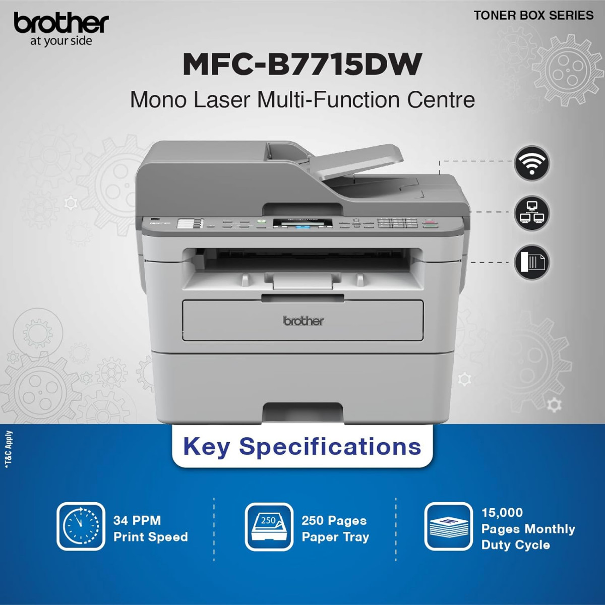 Brother Toner Box MFC-B7715DW Mono Laser Multi-Function Printer Toner Box Technology Gray