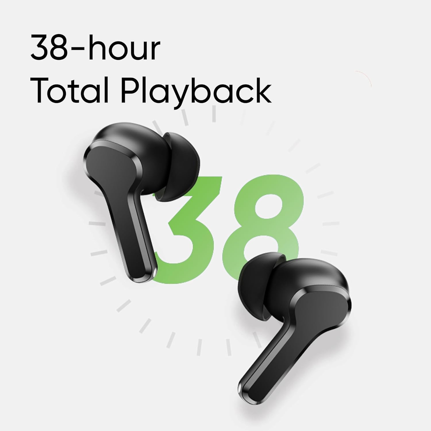 Buds T110 Bluetooth Truly Wireless in Ear Earbuds Compatible with Realme mic AI ENC for Calls Google Fast Pair 38 Hours Total Playback with Fast Charging and Low Latency Gaming Mode Punk Black