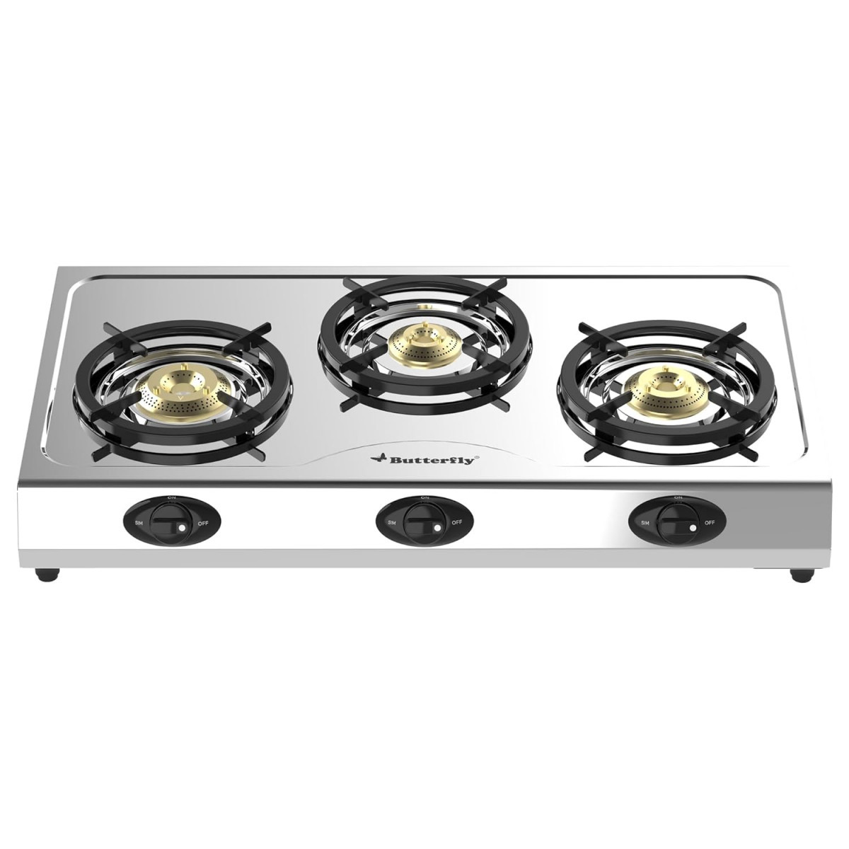 Butterfly Bolt Shakti 3B Stainless Steel Lpg Gas Stove Saves 1 Gas Cylinder Indias First Bee 2 Star Rated Gas Stove Jumbo Burner High Thermal Efficiency - Open