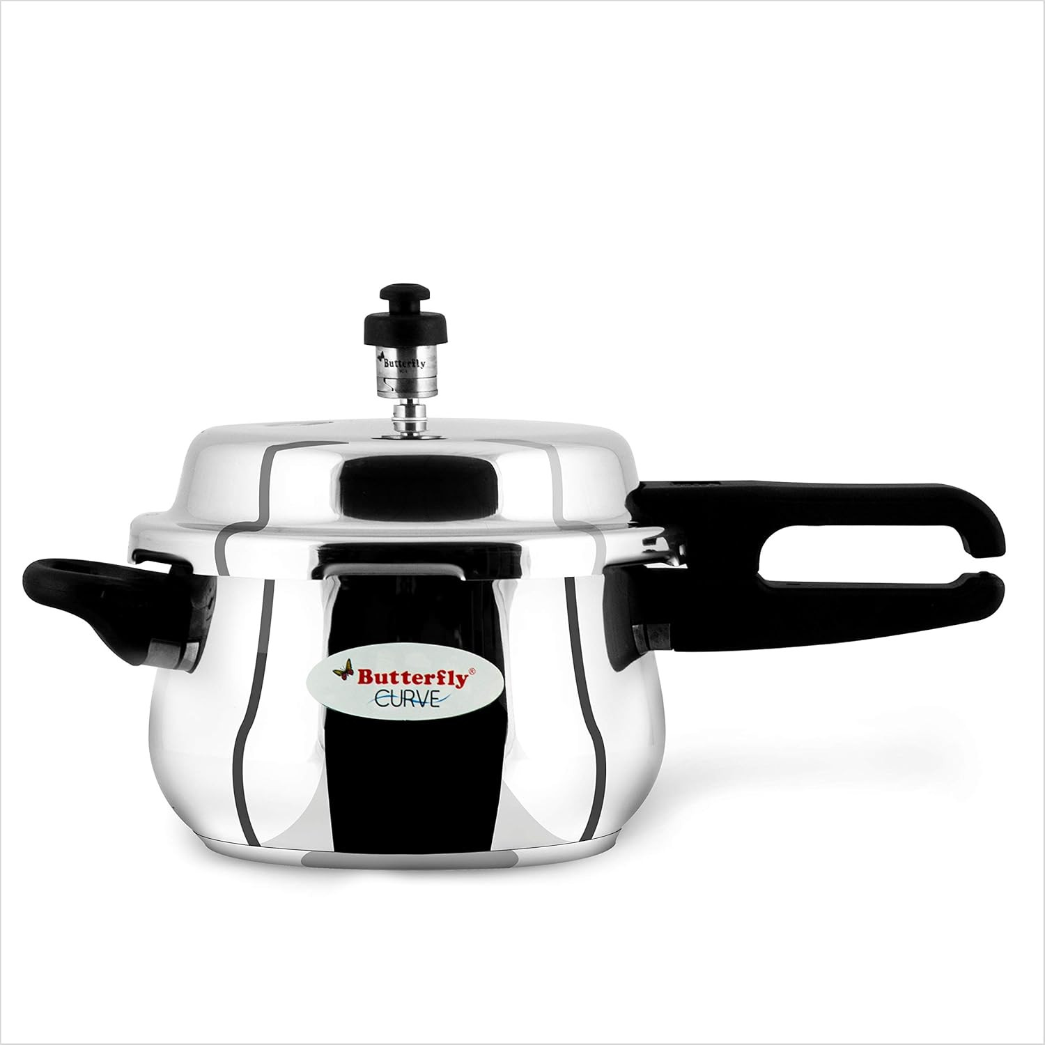 Butterfly Curve 3 Litres Pressure Cooker Outer Lid Quality Stainless Steel Induction and Gas Stove Compatible ISI Certified 5 Years Manufacturers Warranty Silver