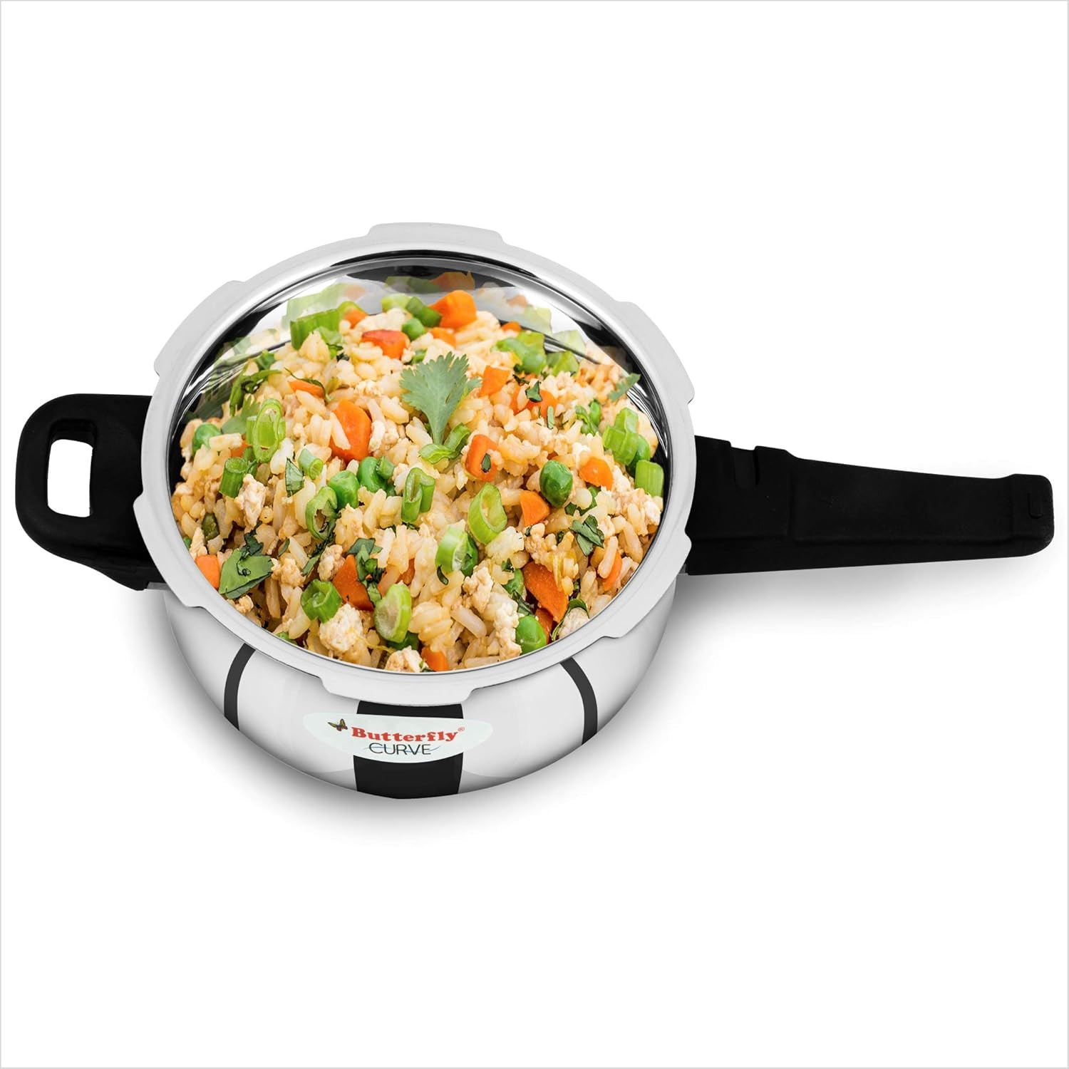 Butterfly Curve 3 Litres Pressure Cooker Outer Lid Quality Stainless Steel Induction and Gas Stove Compatible ISI Certified 5 Years Manufacturers Warranty Silver