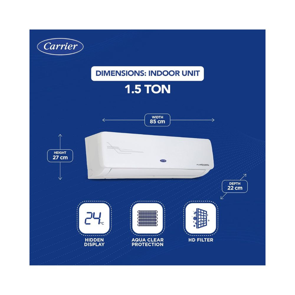 Carrier 15 Ton 3 Star AI Flexicool Inverter Split AC Copper Convertible 6-in-1 Cooling