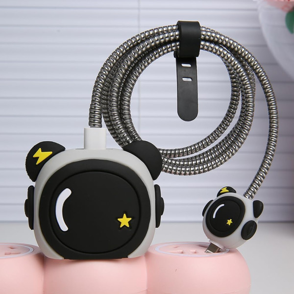 Image of CERLINK Charger Cable Protectors for iPhone Chargers 18W 20W Type C, 3D Cute Protective Case Cover Cartoon Style Fully Charger &amp; Adaptor Protection Set-1 (Astronaut)