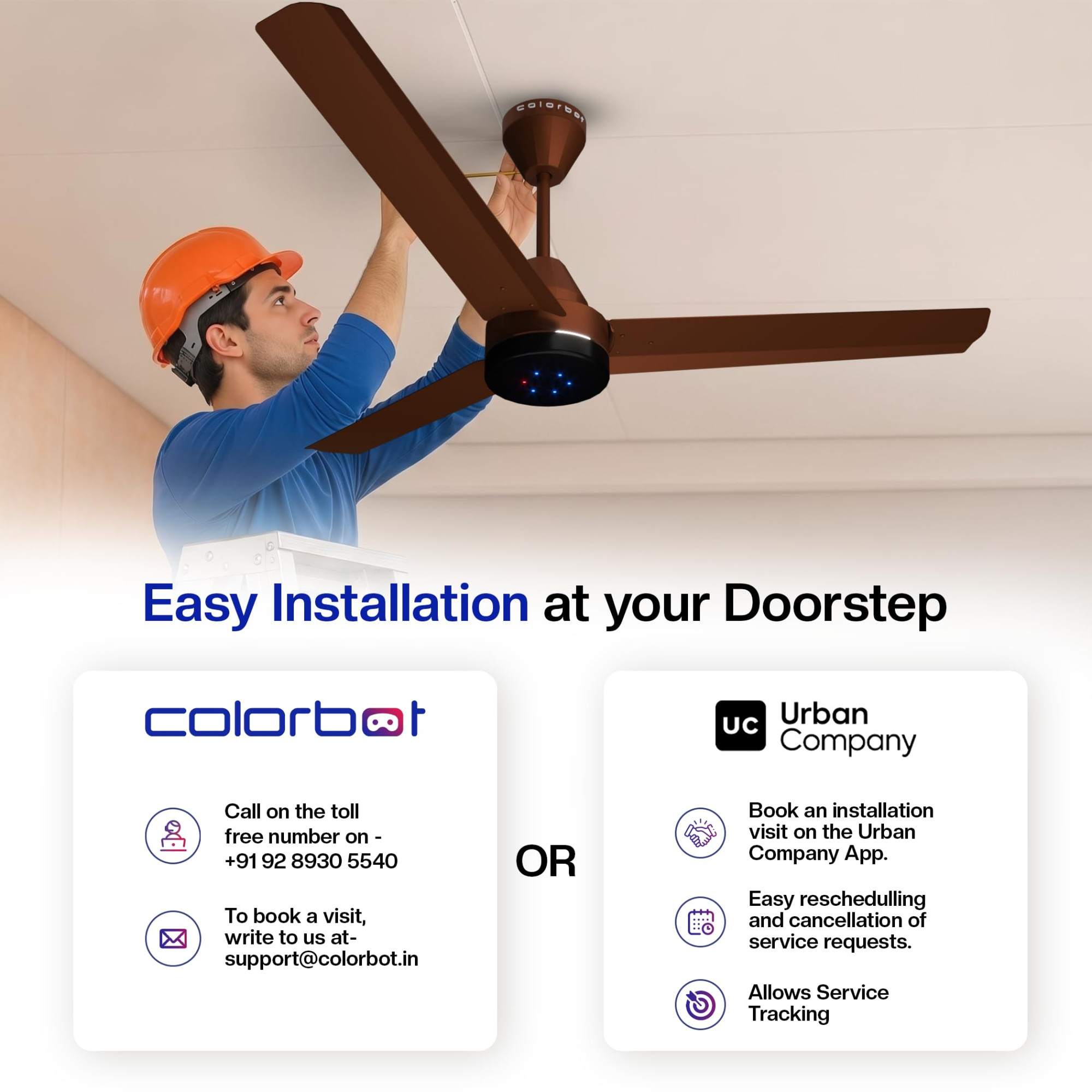Colorbot Stella BLDC Ceiling Fans 1200mm  BEE 5 Star Rated Power Saver  AeroQuiet Technology  370 RPM  Remote Control Boost Timer LED Reverse Mode  4 Years Warranty Cocoa Brown