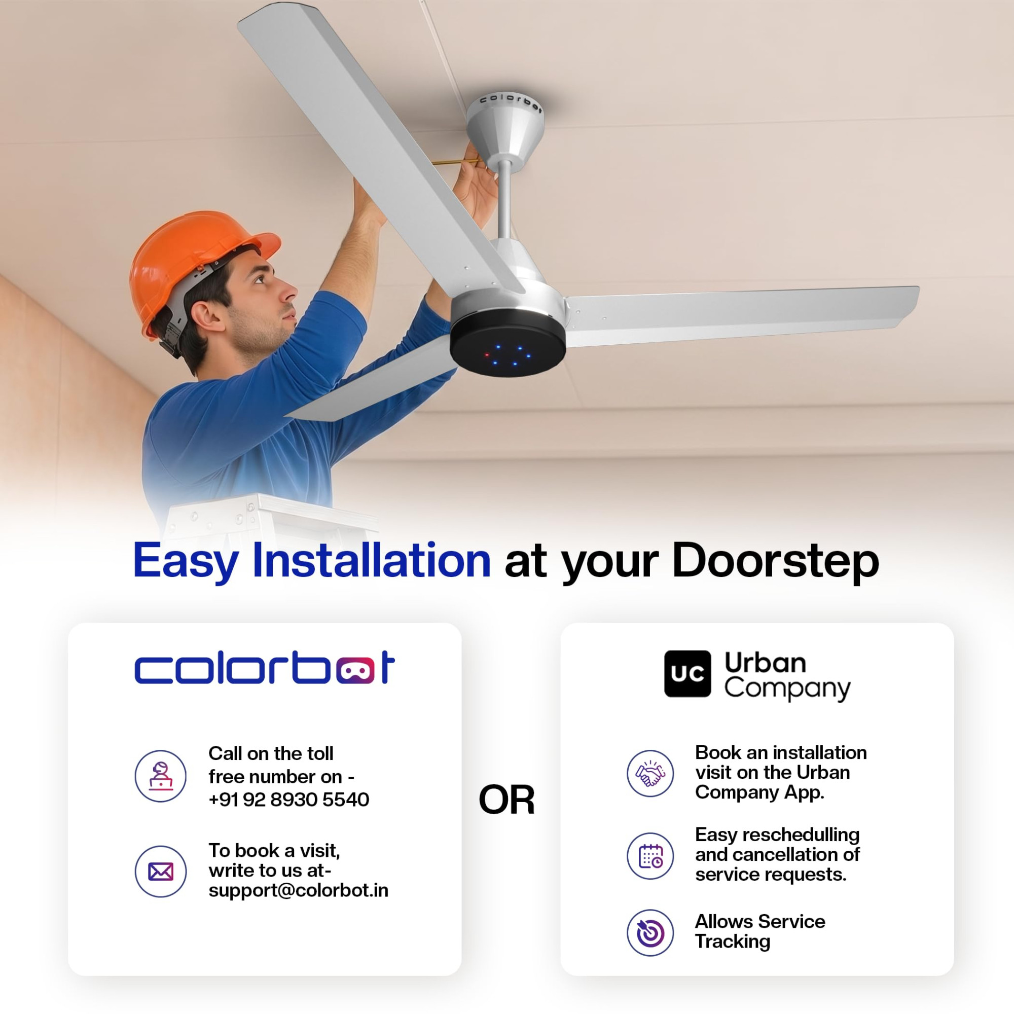 Colorbot Stella BLDC Ceiling Fans 1200mm  BEE 5 Star Rated Power Saver  AeroQuiet Technology  370 RPM  Remote Control Boost Timer LED Reverse Mode  4 Years Warranty Arctic White