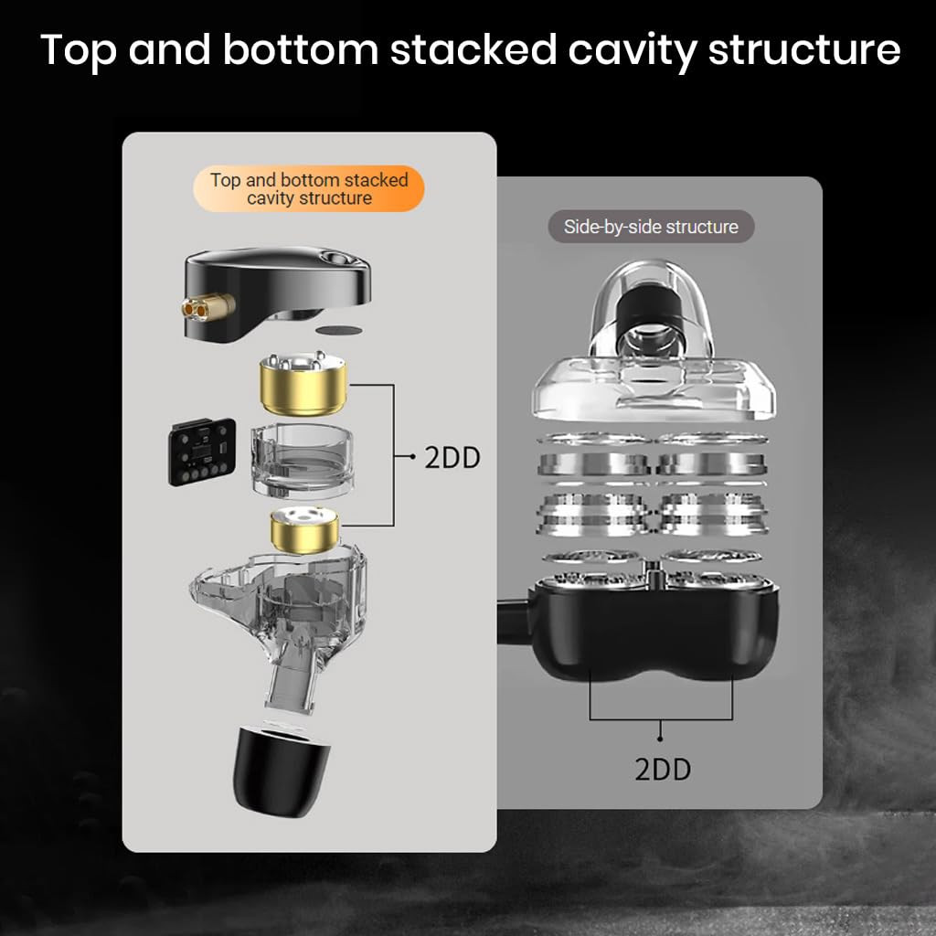 Concept Kart KZ Castor wired IEM with mic Dual 10mm 8mm dynamic driver In-ear earphone Harman Target with Improved Bass 4-Tuning Swtiches 078mm 2Pin 35mm Detachable Cable