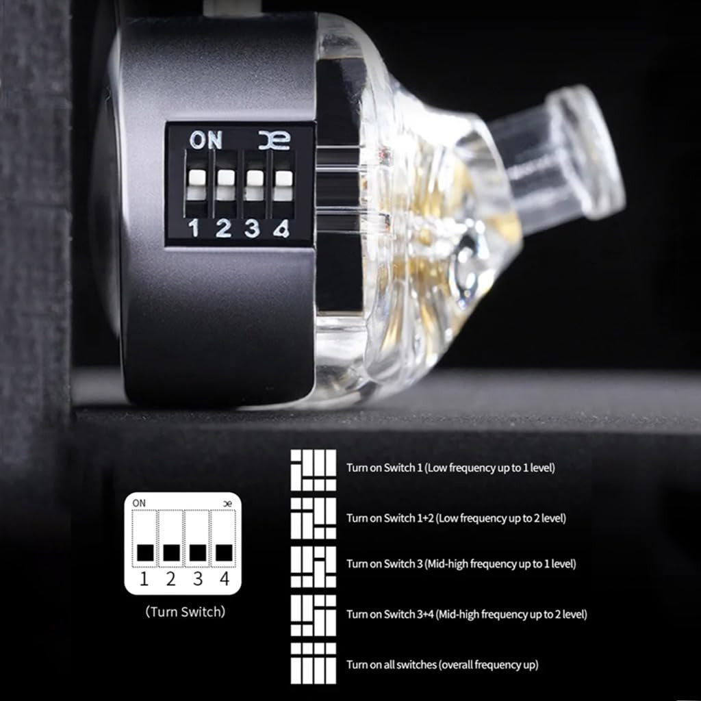 Concept Kart KZ Castor wired IEM with mic Dual 10mm 8mm dynamic driver In-ear earphone Harman Target with Improved Bass 4-Tuning Swtiches 078mm 2Pin 35mm Detachable Cable