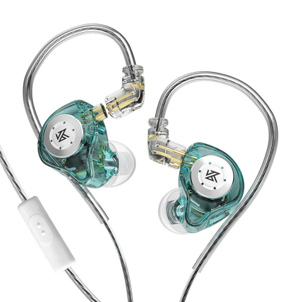 Image of Concept Kart KZ EDX Pro IEM Earphone, HiFi Stereo Special Dual Magnetic Circuit Dynamic Driver Resin Inlay Metal Process in-Ear Monitors Earbuds with 5N OFC 2Pin Detachable Cable (Cyan, with Mic)