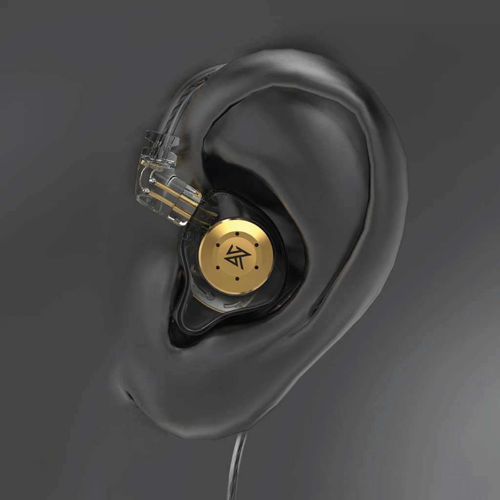 Concept Kart KZ EDX Pro IEM Earphone HiFi Stereo Special Dual Magnetic Circuit Dynamic Driver Resin Inlay Metal Process in-Ear Monitors Earbuds with 5N OFC 2Pin Detachable Cable Cyan with Mic