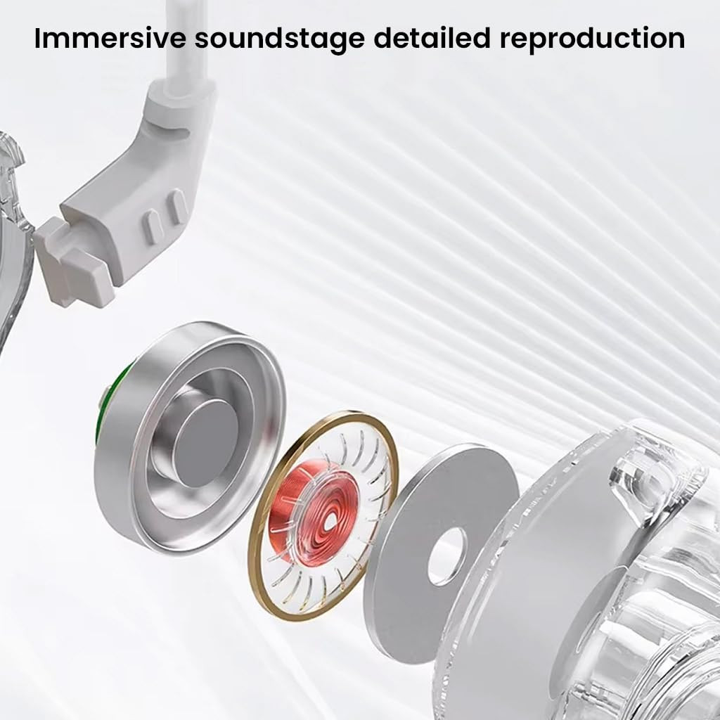 Concept Kart QKZ HI7T in-Ear Monitor with Mic 10mm Dynamic Driver for Hi-Res Audio Polymer Composite Diaphragm 35mm OFC Cable with HD Mic for Gamers Wired IEM for Audiophiles Musicians Cyan