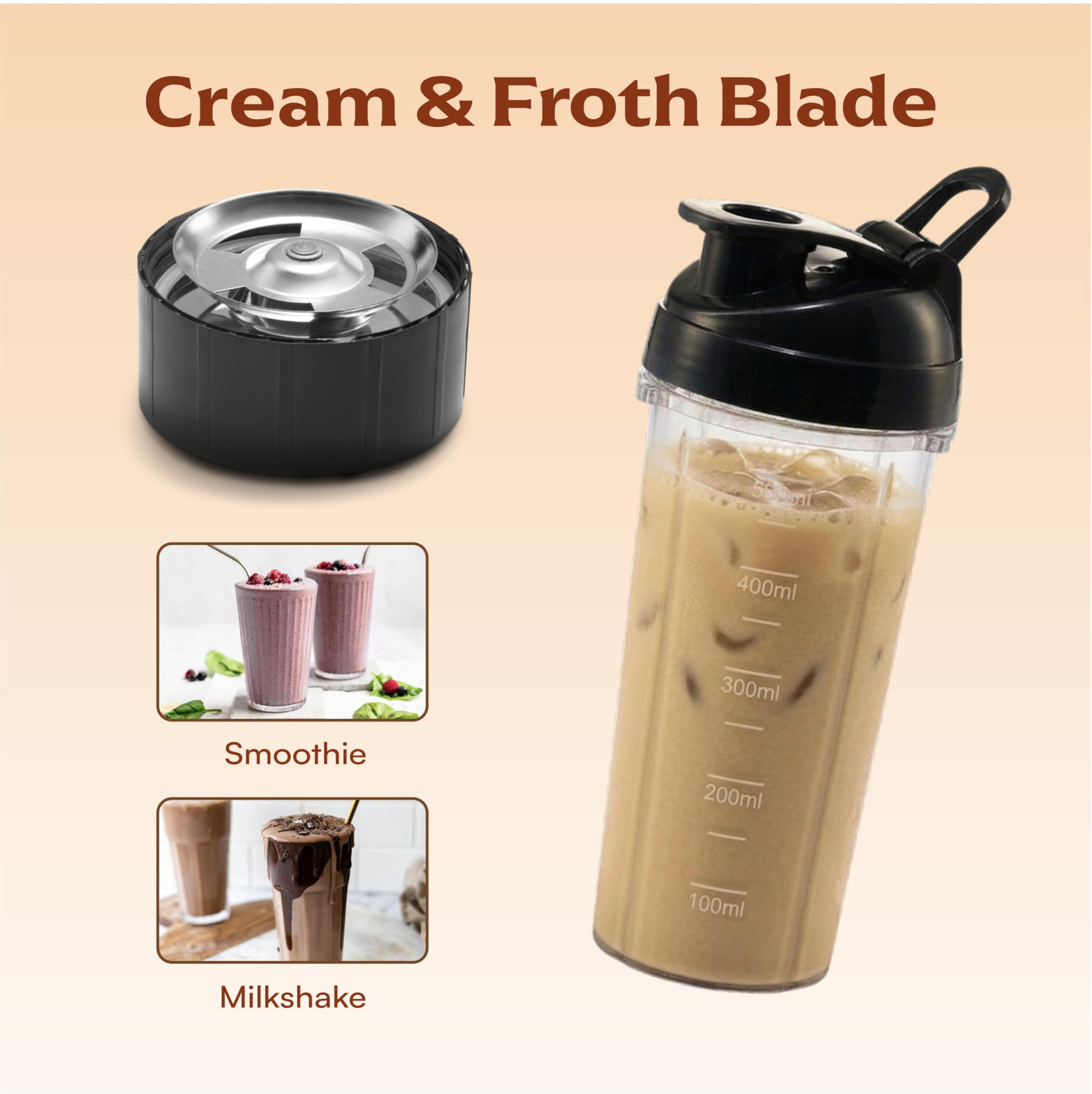 Cookwell Bullet Mixer Grinder 5 Jars 3 Blades Silver - Copper 600 Watts - 2 Year Warranty