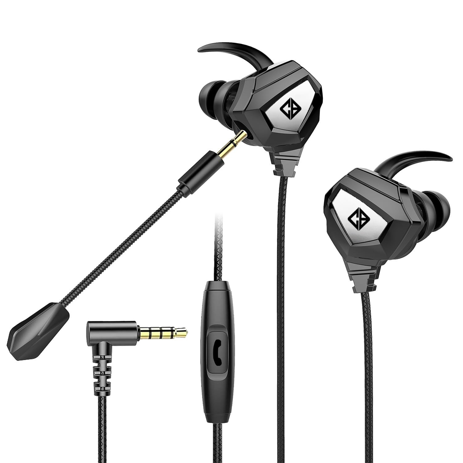 Cosmic Byte CB-EP-08 Gaming Wired in Ear Earphone with Detachable Microphone Dual 6mm Drivers for PC PS4 PS5 Xbox Mobiles Tablets Black