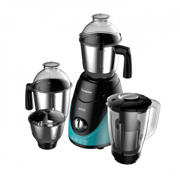 Image of Crompton Ameo 750-Watt Mixer Grinder with MaxiGrind and Motor Vent-X Technology (3 Stainless Steel Jars and 1 Juicer Jar, Black &amp; Green) (AMEO-4JARS)