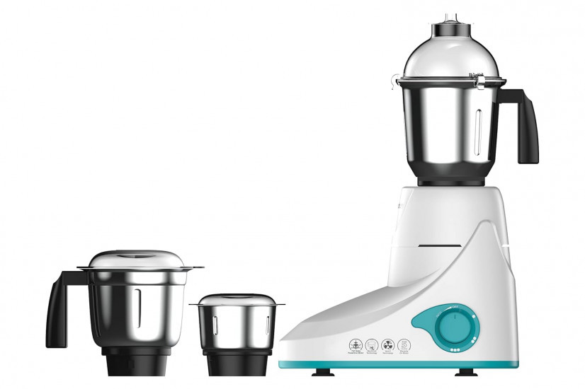 Crompton Diva 750X Mixer Grinder with MaxiGrind and Motor Vent-X Technology 3 Stainless Steel Jars White and Turquoise DIVA750X3J