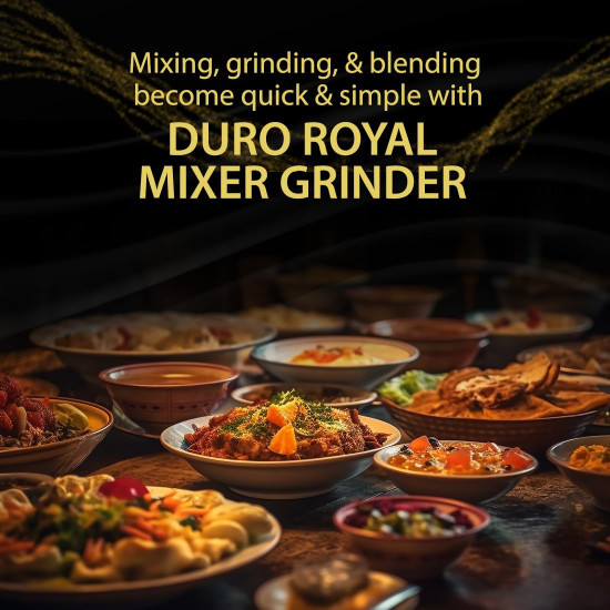 Crompton Duro Royal 750 W Mixer grinder with 3 Jars 3 stainless steel Jars with lid lock Maxi Grind Technology Food Grade JarsBlack