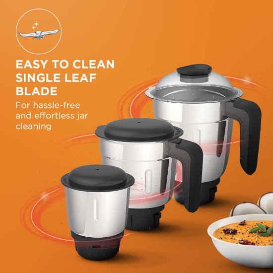 Crompton DuroElite 800Watt Mixer Grinder with Motor Vent-X Technology 3 Stainless Steel Jars Mettalic Finish