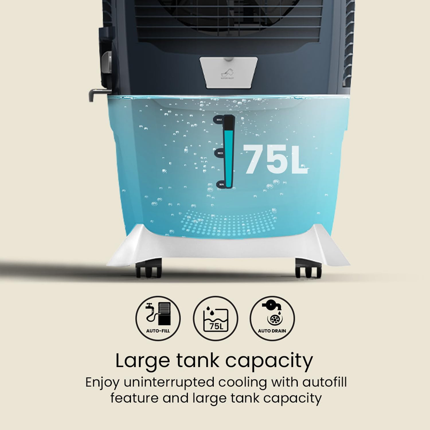 Crompton Ozone Royale 75 Litres Desert Air Cooler for home  Large  Easy Clean Ice Chamber  High Density Honeycomb Pads  Everlast Pump  Humidity Control  Auto Fill  Drain Function