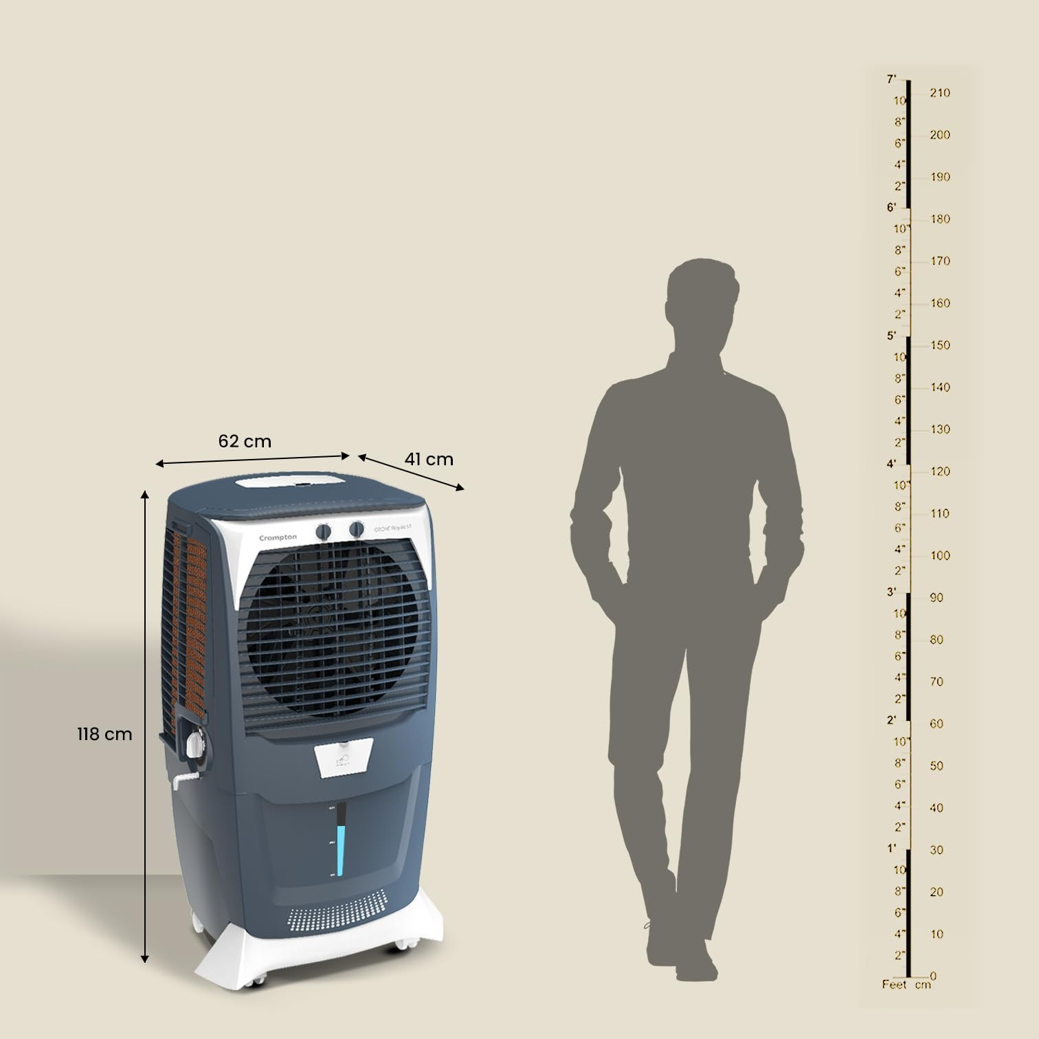 Crompton Ozone Royale 75 Litres Desert Air Cooler for home  Large  Easy Clean Ice Chamber  High Density Honeycomb Pads  Everlast Pump  Humidity Control  Auto Fill  Drain Function