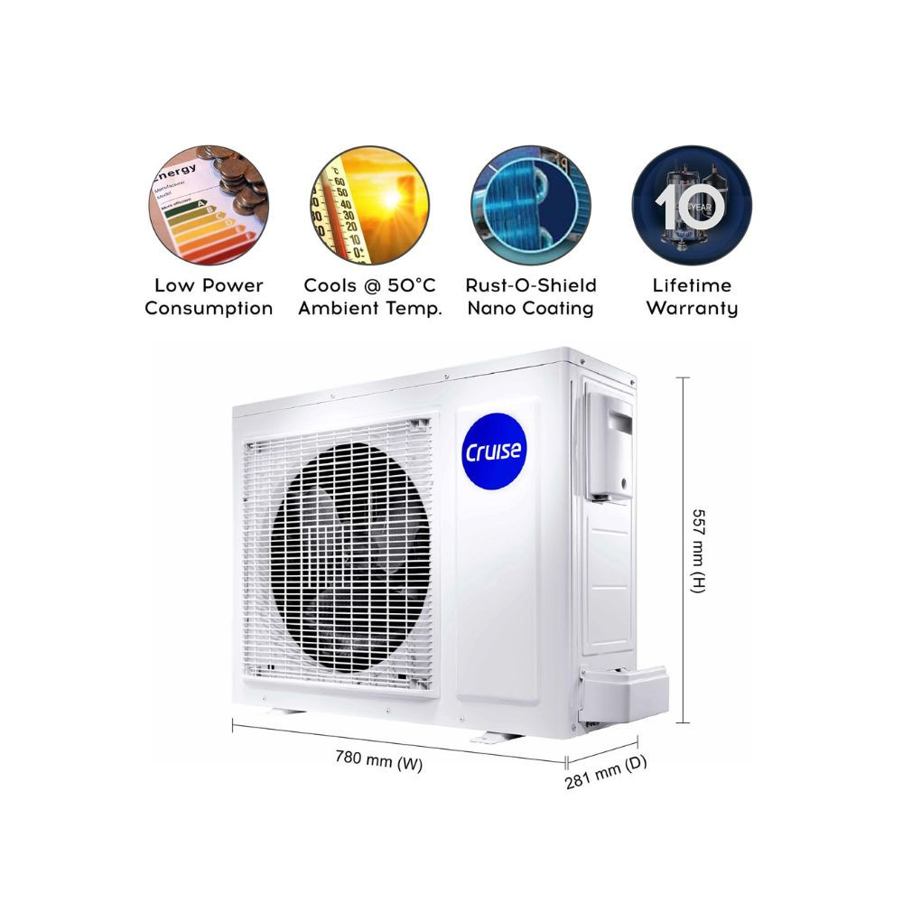 Cruise 1 Ton 3 Star Inverter Split AC with 7-Stage Air Filtration 100 Copper
