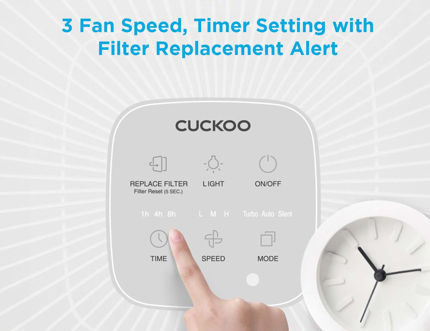 CUCKOO Air Purifier Covers Up 1418 sq ft with Ultra PM 25 Display Sensor Removes PM Particles Allergens Unpleasant Odors Air Bacteria  Pet Dander  8 Years Warranty on Motor  H-Tool Model