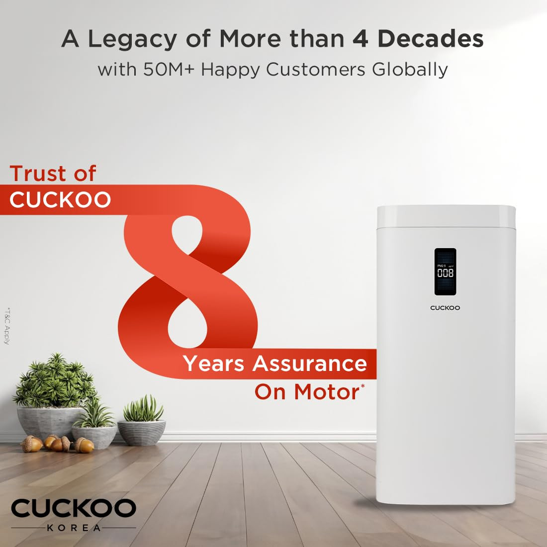 CUCKOO Air Purifier Covers Up 1418 sq ft with Ultra PM 25 Display Sensor Removes PM Particles Allergens Unpleasant Odors Air Bacteria  Pet Dander  8 Years Warranty on Motor  H-Tool Model