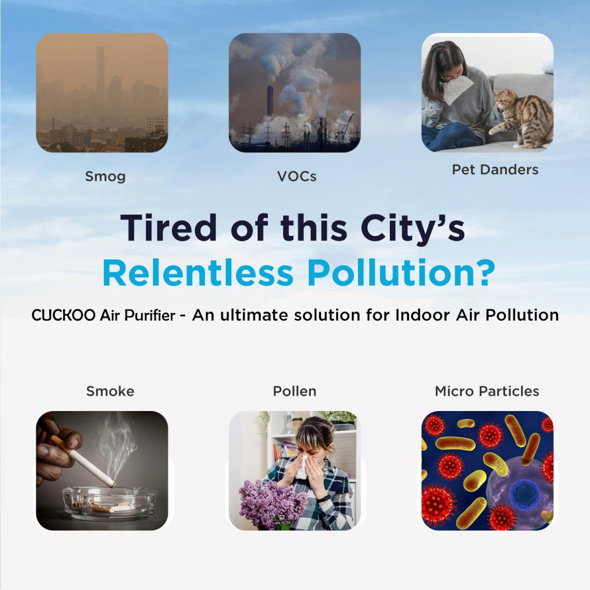 CUCKOO Air Purifier for Home - HEPA Filtration Removes 999 Smog Pollutants PM 03 Particles Real Time LED Air Quality Indicator  Large Coverage Area upto 670 sqft  8 Yrs Warranty CAC-G0910FWH