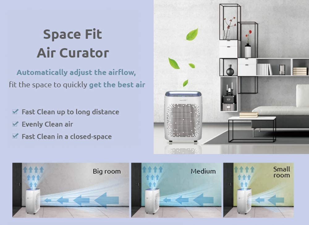 Cuckoo Air Purifier for Home Large Room Bedroom Office - True HEPA Filter PM 25 Traps 9997 Airpollutants Bacteria Viruses Odor Pet Dander Large Coverage Area 402 Sq ft
