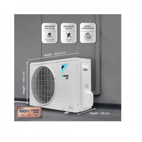 Daikin 15 Ton 3 Star Hot Cold Inverter Split AC Copper PM 25 Filter FTHT50UV White