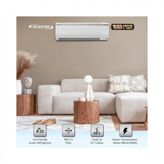 Daikin 15 Ton 3 Star Inverter Split AC Copper PM 25 Filter Triple Display Dew Clean Technology Coanda Airflow 2023 Model MTKL50U White