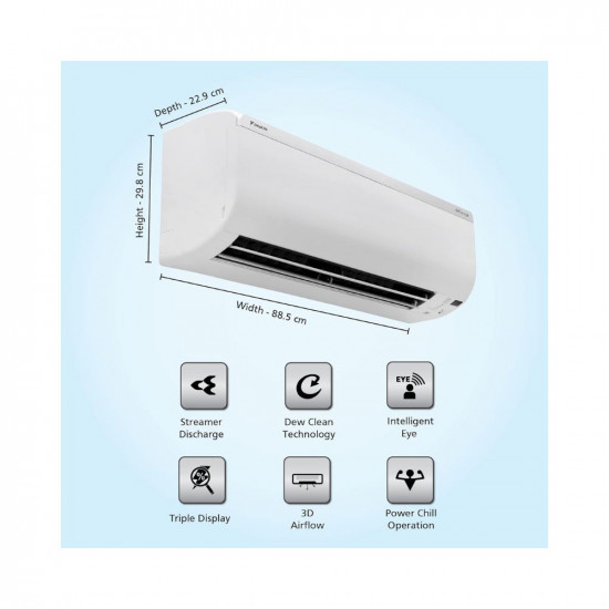 Daikin 15 Ton 5 Star Inverter Split AC Copper PM 10 Filter 2022 Model JTKJ50U White