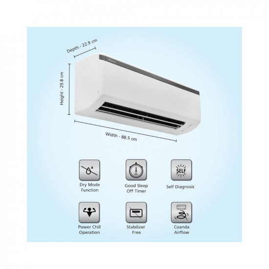 Daikin 18 Ton 1 Star Fixed Speed Split AC Copper Anti Bacterial Filter 2022 Model FTE60UV16 White
