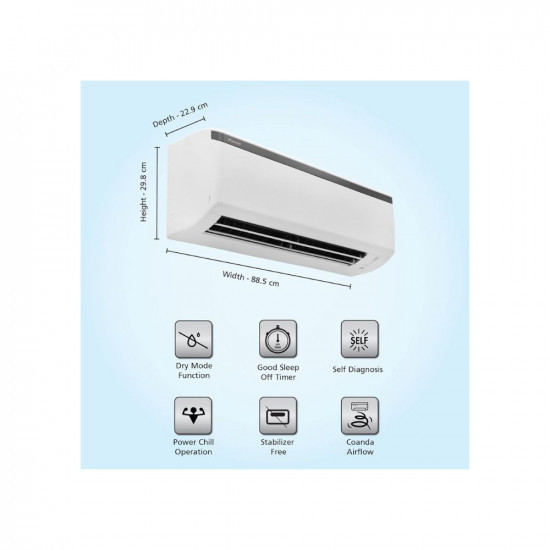 Daikin 18 Ton 2 Star Fixed Speed Split AC Copper Anti Bacterial Filter 2022 Model FTE60U White