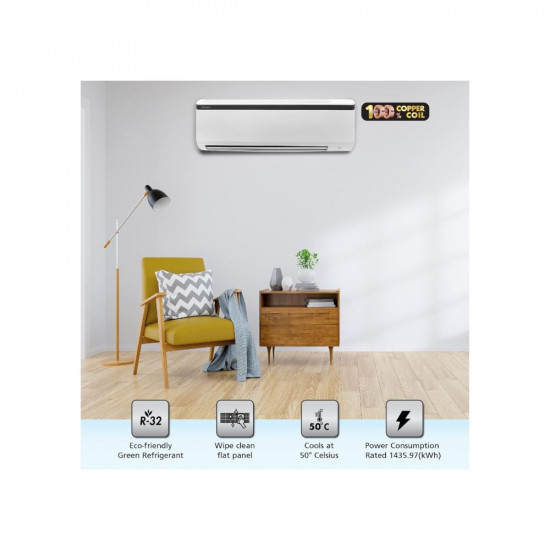 Daikin 18 Ton 2 Star Fixed Speed Split AC Copper Anti Bacterial Filter 2022 Model FTE60U White