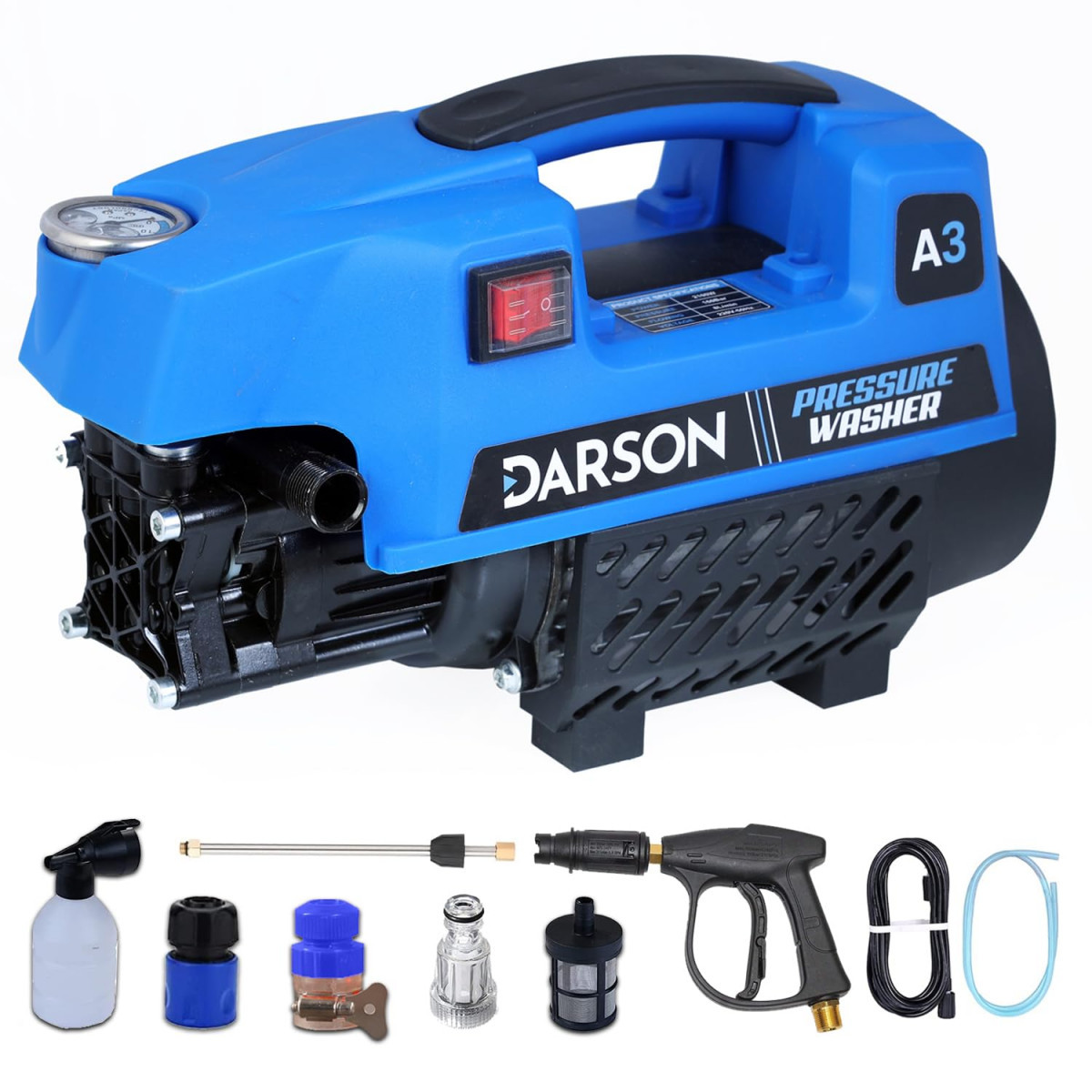 Darson A3 High Pressure Washer Car Washer Machine 2100 Watts 160 Bars 8LMin Flow Rate 8 Meters Outlet Hose Pipe Portable for Car Bike Home Cleaning