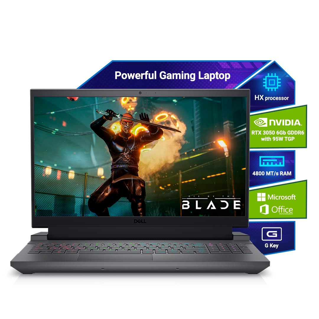 Dell G Series 15 5530 Laptop 156 inch FHD 3962cm Display 13th Gen Intel Core i5-13450HX 8 GB DDR5 RAM 512 GB SSD NVIDIA GeForce RTX 3050 Dark Shadow Grey 265 kg Thin and Portable