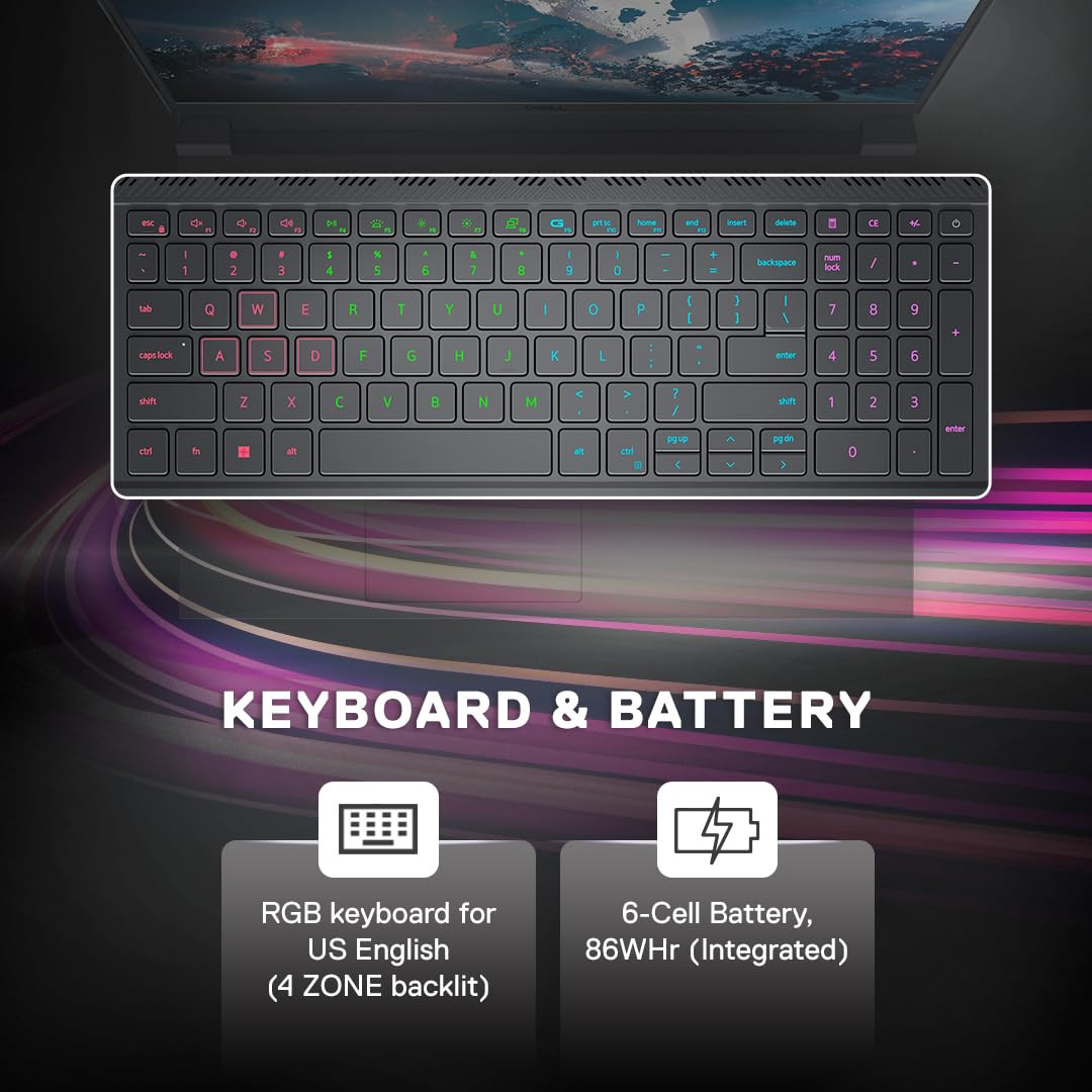 Dell G Series 15 5530 Laptop 156 inch FHD 3962cm Display 13th Gen Intel Core i5-13450HX 8 GB DDR5 RAM 512 GB SSD NVIDIA GeForce RTX 3050 Dark Shadow Grey 265 kg Thin and Portable