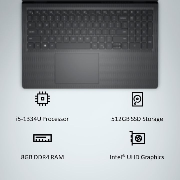 Dell Vostro 15 3530 Laptop 156 inch FHD 3556cm Display 13th Gen Intel Core i5-1334U Processor 8 GB RAM 512 GB SSD Intel UHD Graphics Carbon Black 166Kg Ideal for Tech Ninjas