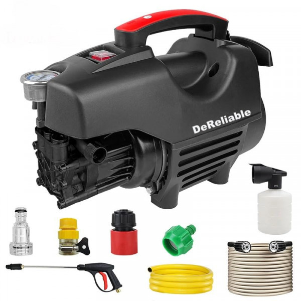 Image of DeReliable 2200W 180Bar High Pressure Washer with Copper Winding with 10 Meter Hose Pipe, Gunjet and Foam Bottle Multipurpose Washer Machine for Car, Bike, Furniture, Any Dirt Surface