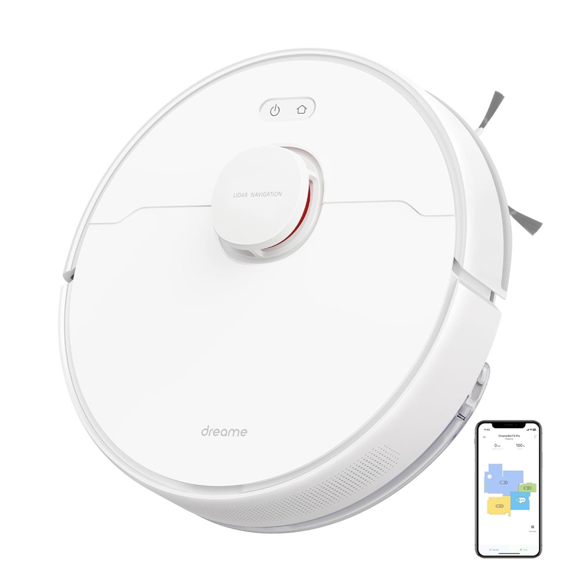 dreame F9 Pro Robot Vacuum Cleaner and Mop 2-in-1 Mapping for Multiple Floors LiDAR Navigation 150-min Runtime Vacuum Cleaner and Mop Robot WiFiAppAlexa