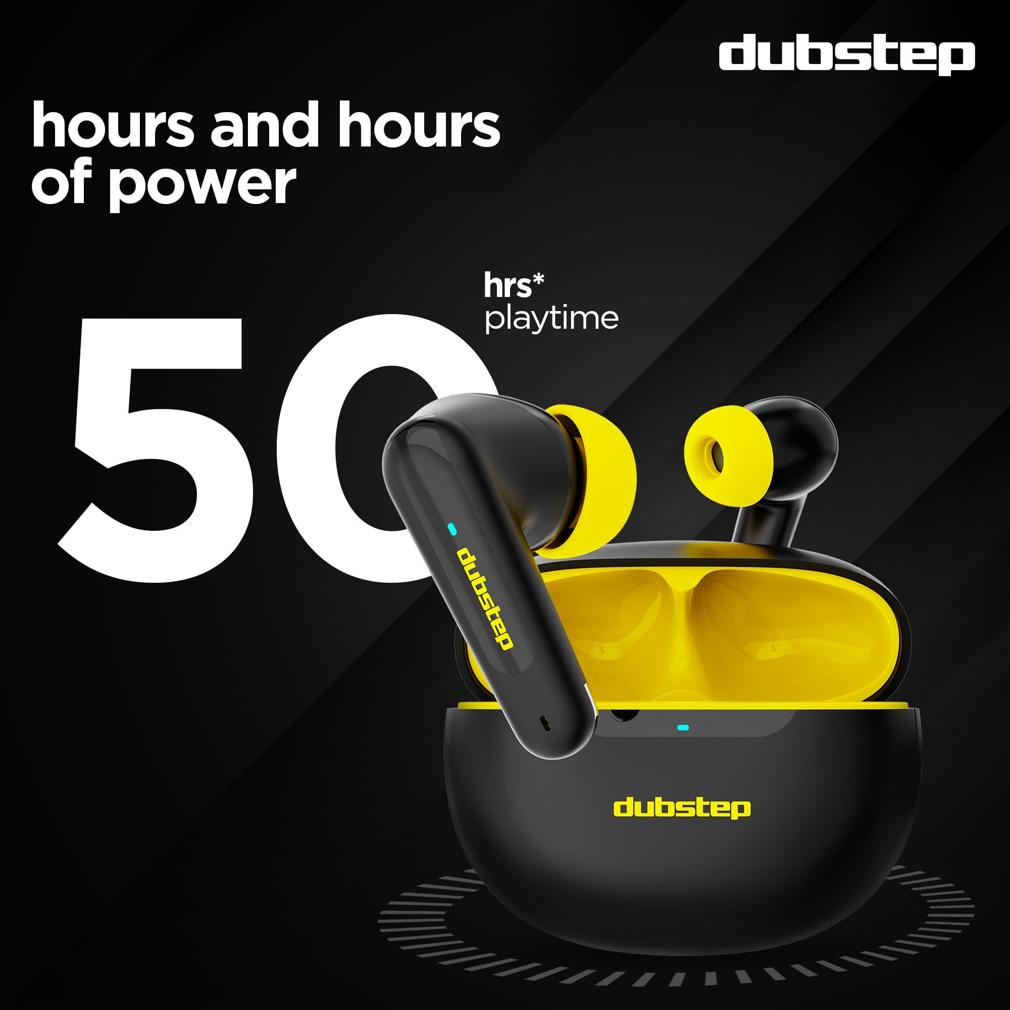 Dubstep Buzz X5 in-Ear Wireless Earbuds with Upto 50 hrs Playtime 13mm Dynamic Drivers X-Bass Technology ENC Clear Calls TWS Earbuds Bluetooth V53 Earphones Type-C Fast Charging BlackYellow