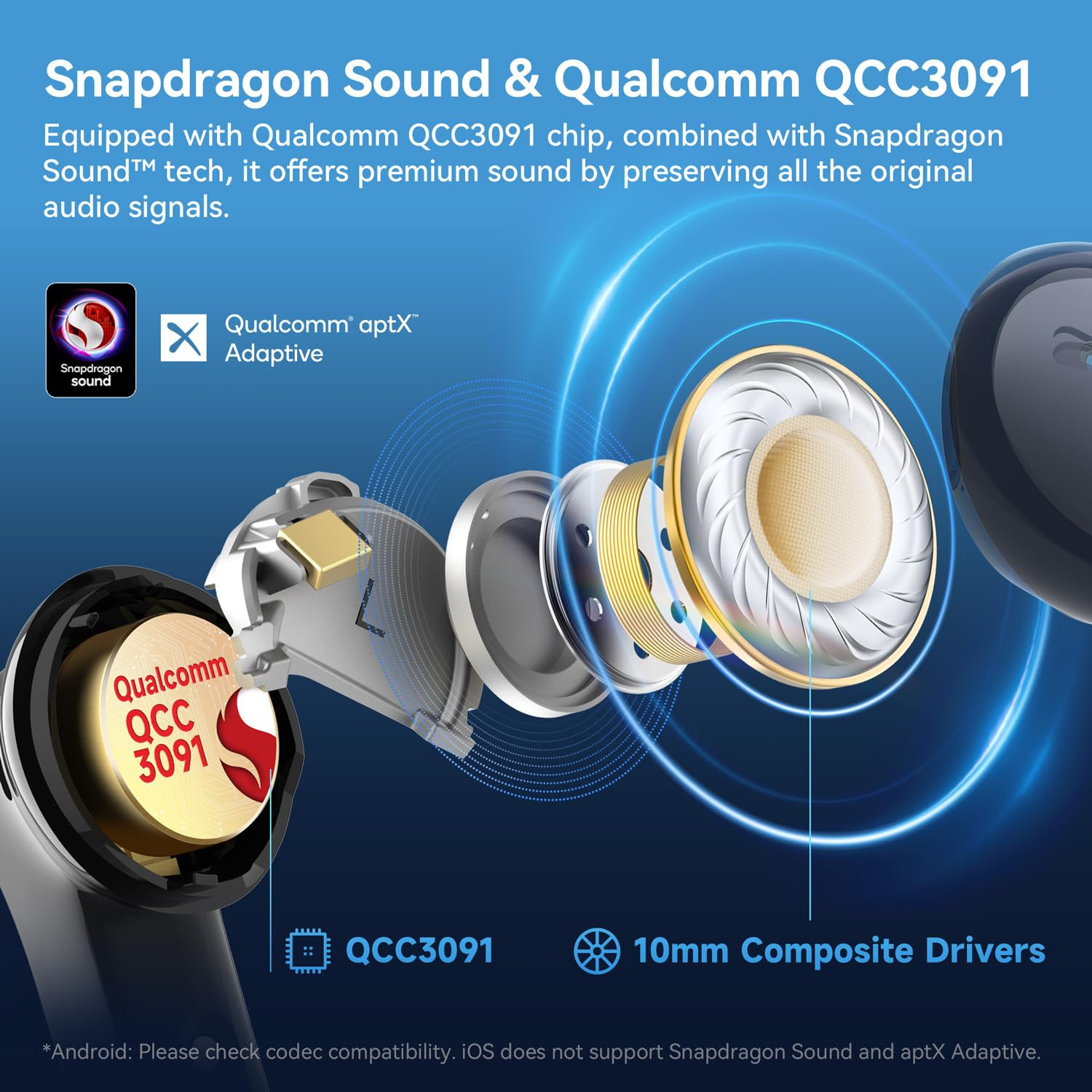 EarFun Air Pro 4 Hybrid Adaptive Noise Canceling Wireless Earbuds Bluetooth 2024 VGP Award Qualcomm Snapdragon Sound aptX Lossless 6 Mics AI Call LDAC Hi-Res Audio BT54 52H Sliver Black