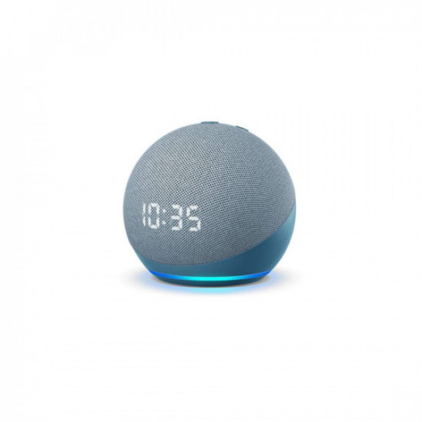 Image of Echo Dot (4th Gen, Blue) with clock combo with Wipro 9W LED smart color Bulb