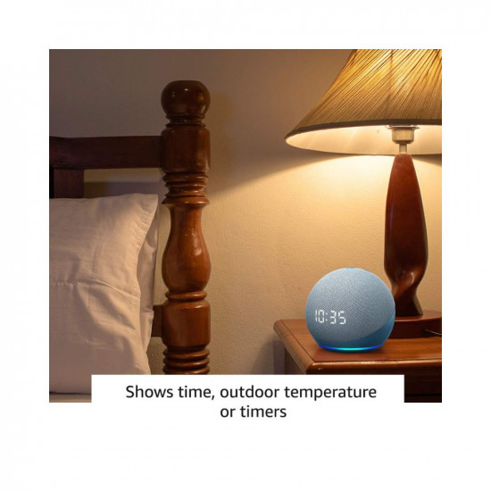 Echo Dot 4th Gen Blue with clock combo with Wipro 9W LED smart color Bulb