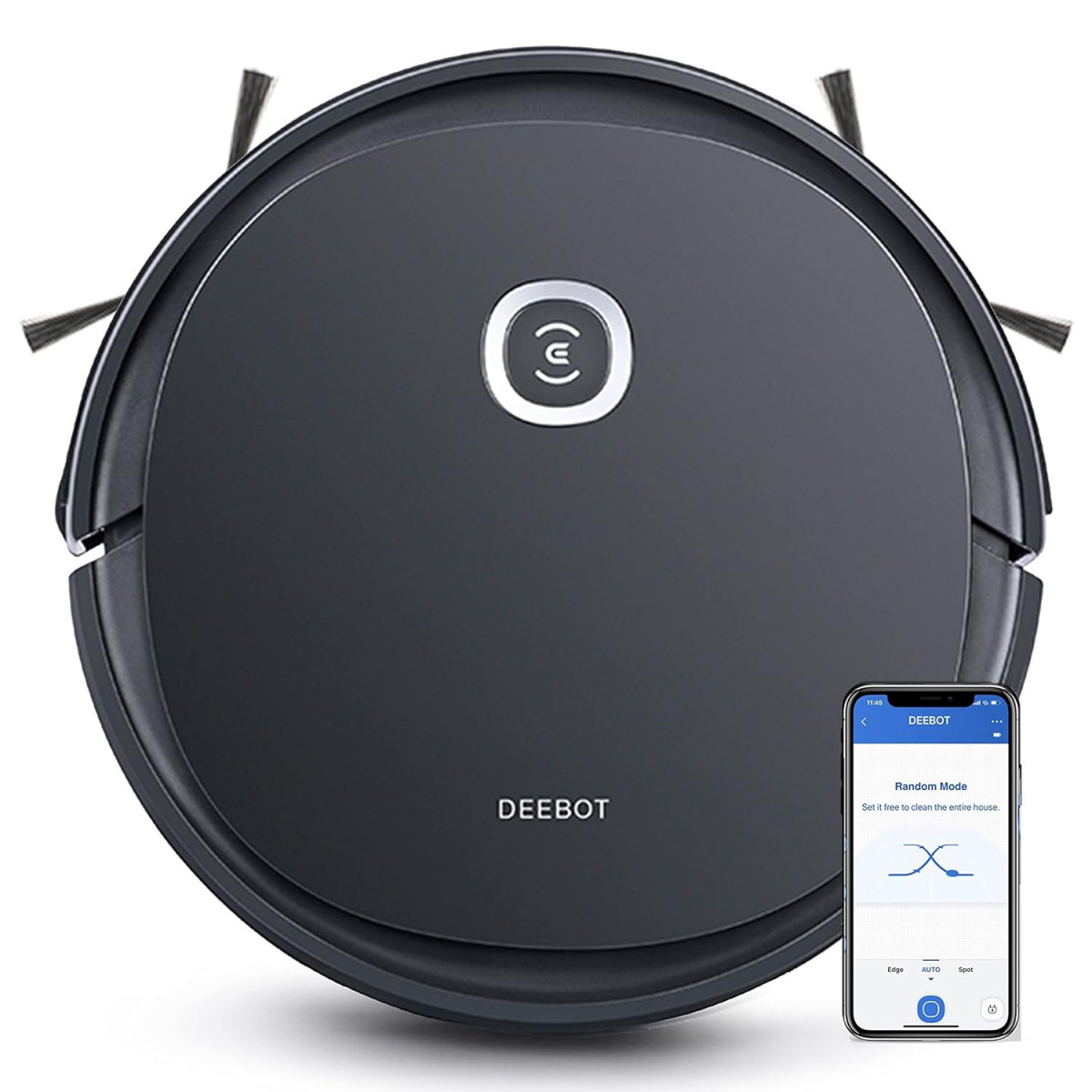 ECOVACS DEEBOT U2 PRO 2-in-1 Robotic Vacuum Cleaner with Mopping Strong Suction Smart App Enabled Google Assistant Alexa for Hard Floor Tiles Carpet Wood