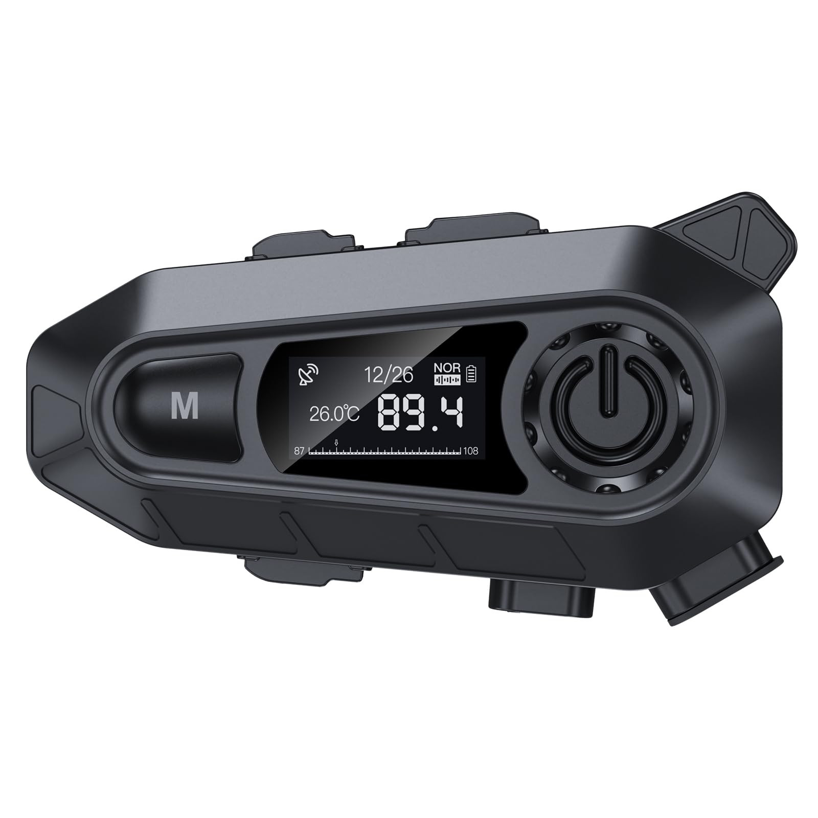 EDYELL A1 Motorcycle Bluetooth On Ear Headsets Smart LED Display Helmet Bluetooth with FM Radio HD Calling and HiFi Music IP67 Waterproof Helmet Headset Compatible with All Helmets A1 Black