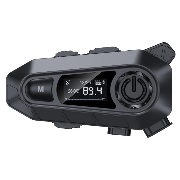 Image of EDYELL A1 Motorcycle Bluetooth On Ear Headsets, Smart LED Display Helmet Bluetooth with FM Radio, HD Calling and HiFi Music, IP67 Waterproof Helmet Headset, Compatible with All Helmets (A1 Black)